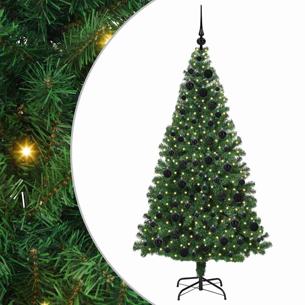 Artificial Christmas Tree with 300 LEDs with Stand Green 180 cm