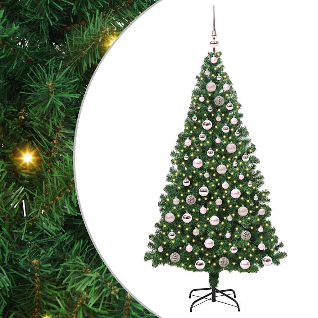 Artificial Christmas Tree with 300 LEDs with Stand Green 180 cm