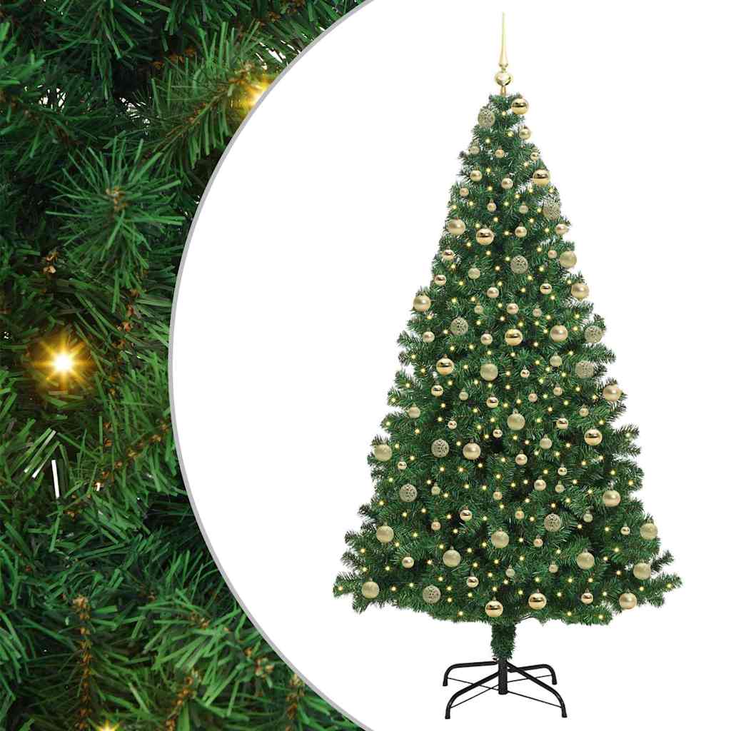 Artificial Christmas Tree with 300 LEDs with Stand Green 180 cm