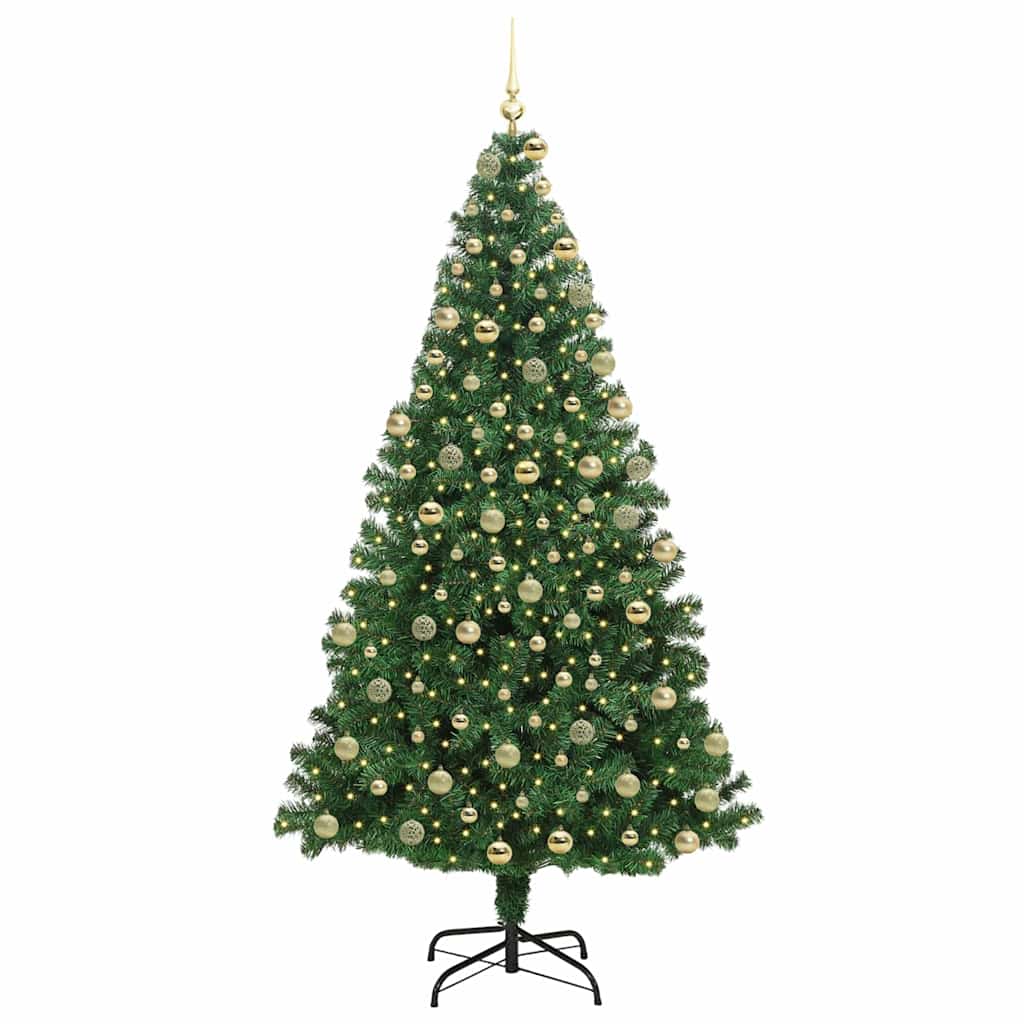 Artificial Christmas Tree with 300 LEDs with Stand Green 180 cm