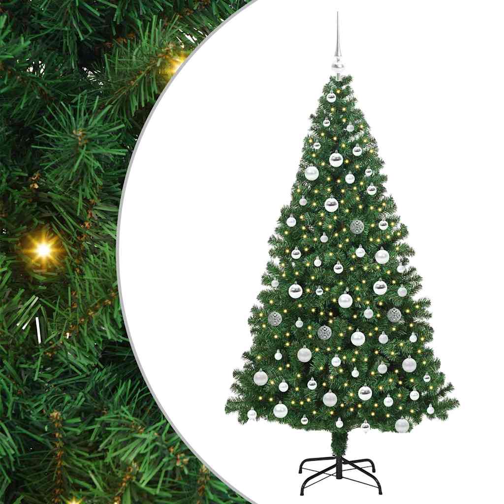 Artificial Christmas Tree with 300 LEDs with Stand Green 180 cm