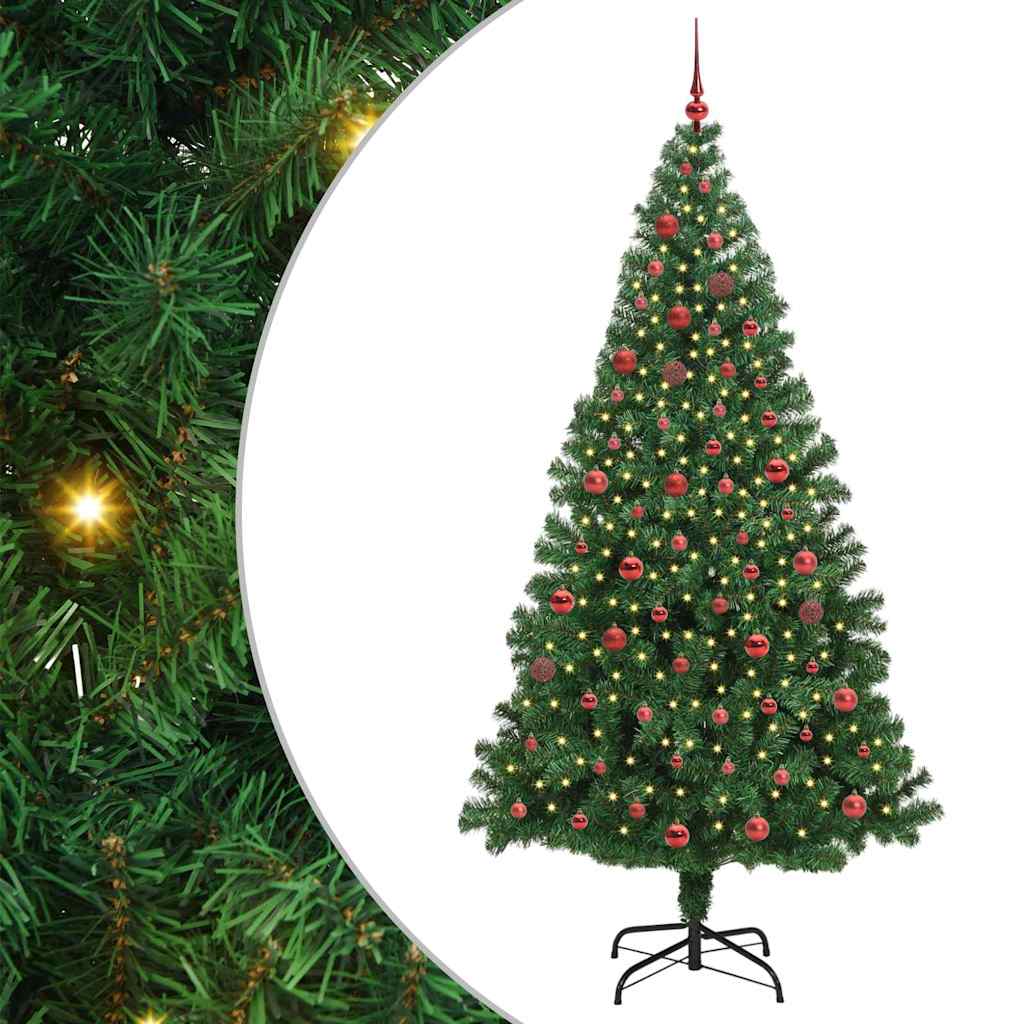 Artificial Christmas Tree with 300 LEDs with Stand Green 210 cm