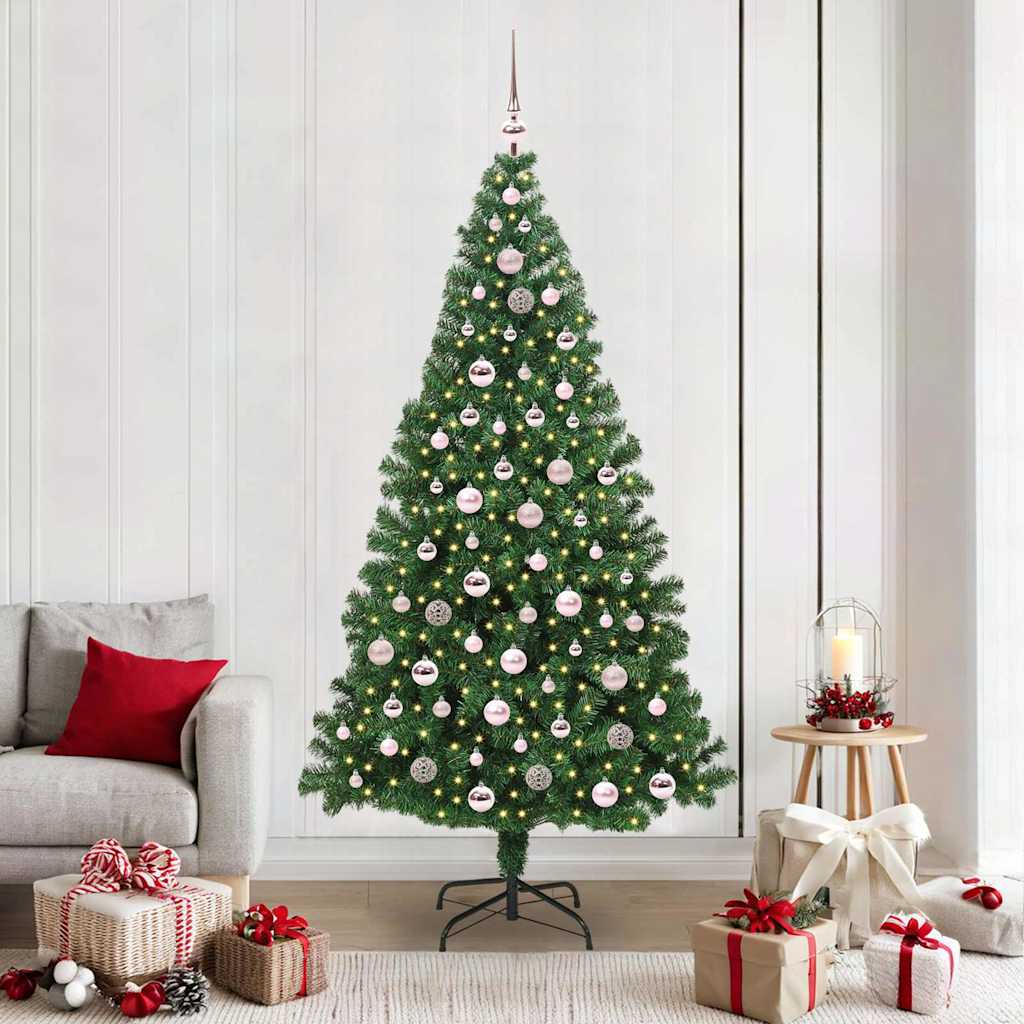 Artificial Christmas Tree with 300 LEDs with Stand Green 210 cm