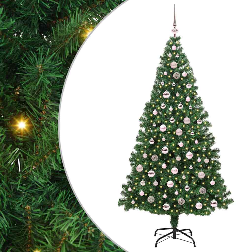 Artificial Christmas Tree with 300 LEDs with Stand Green 210 cm