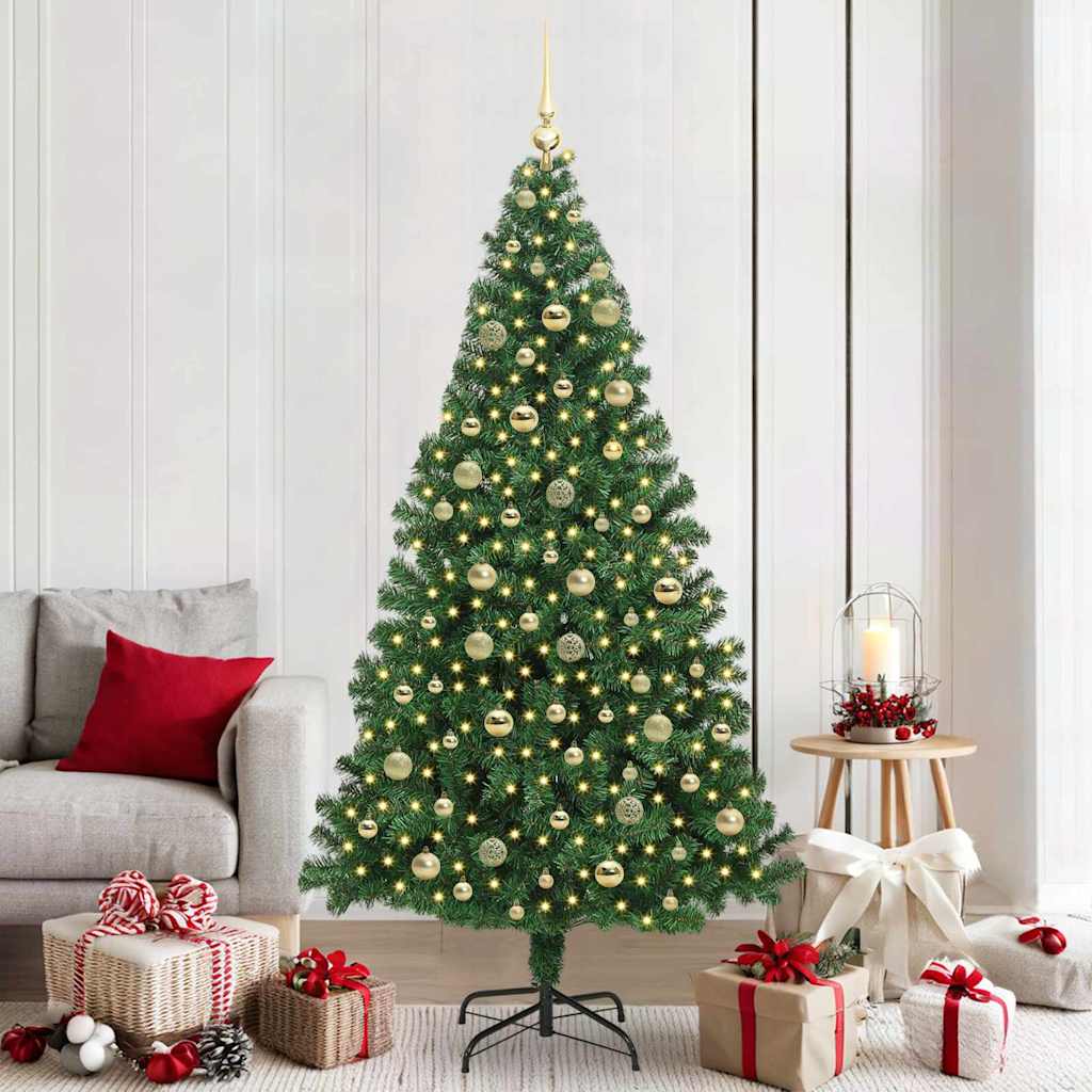 Artificial Christmas Tree with 300 LEDs with Stand Green 210 cm