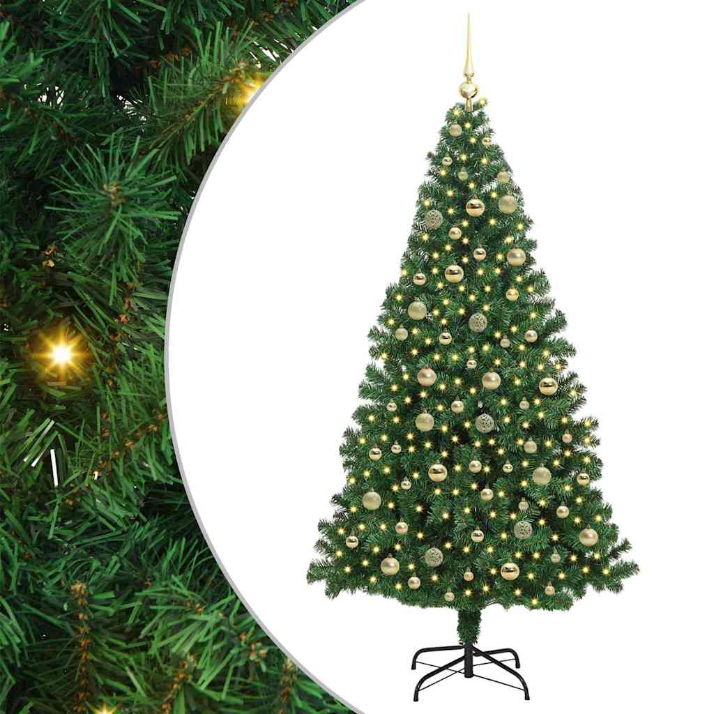 Artificial Christmas Tree with 300 LEDs with Stand Green 210 cm