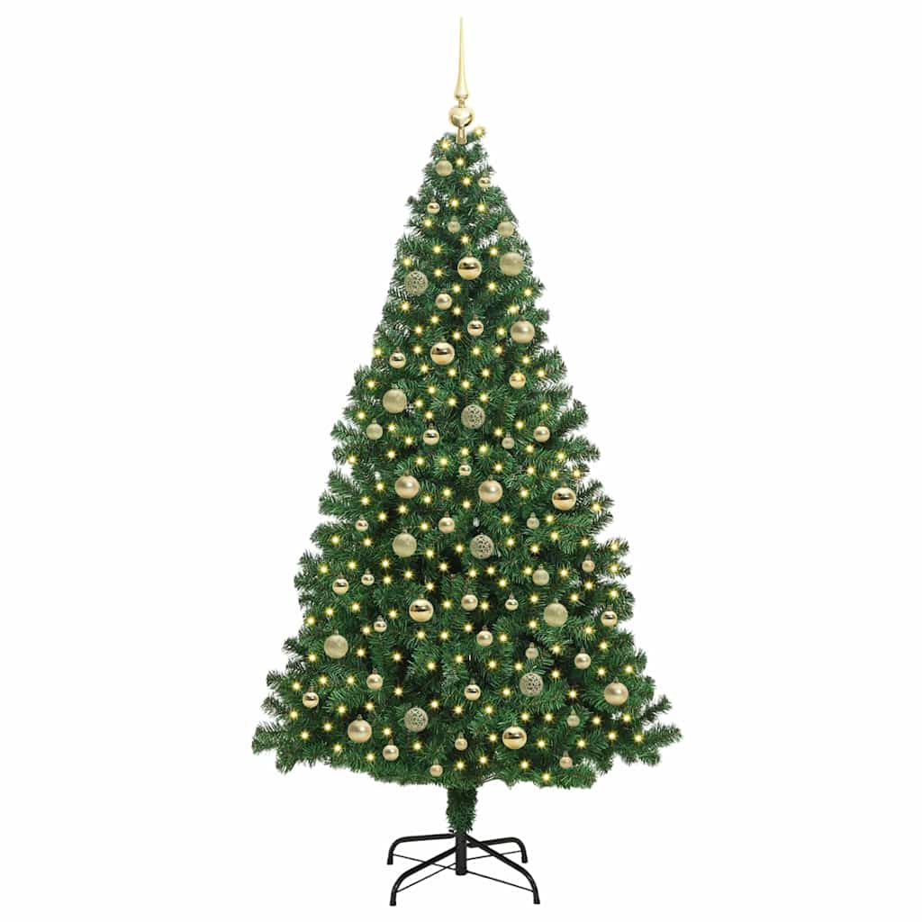 Artificial Christmas Tree with 300 LEDs with Stand Green 210 cm