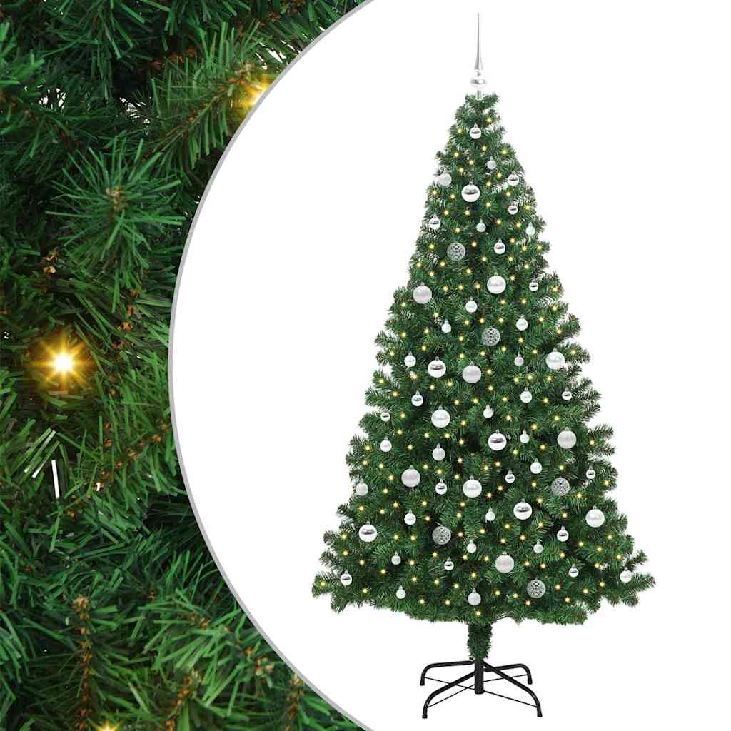 Artificial Christmas Tree with 300 LEDs with Stand Green 210 cm