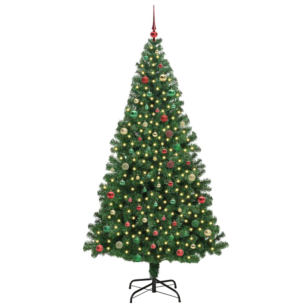 Artificial Christmas Tree with 300 LEDs with Stand Green 210 cm