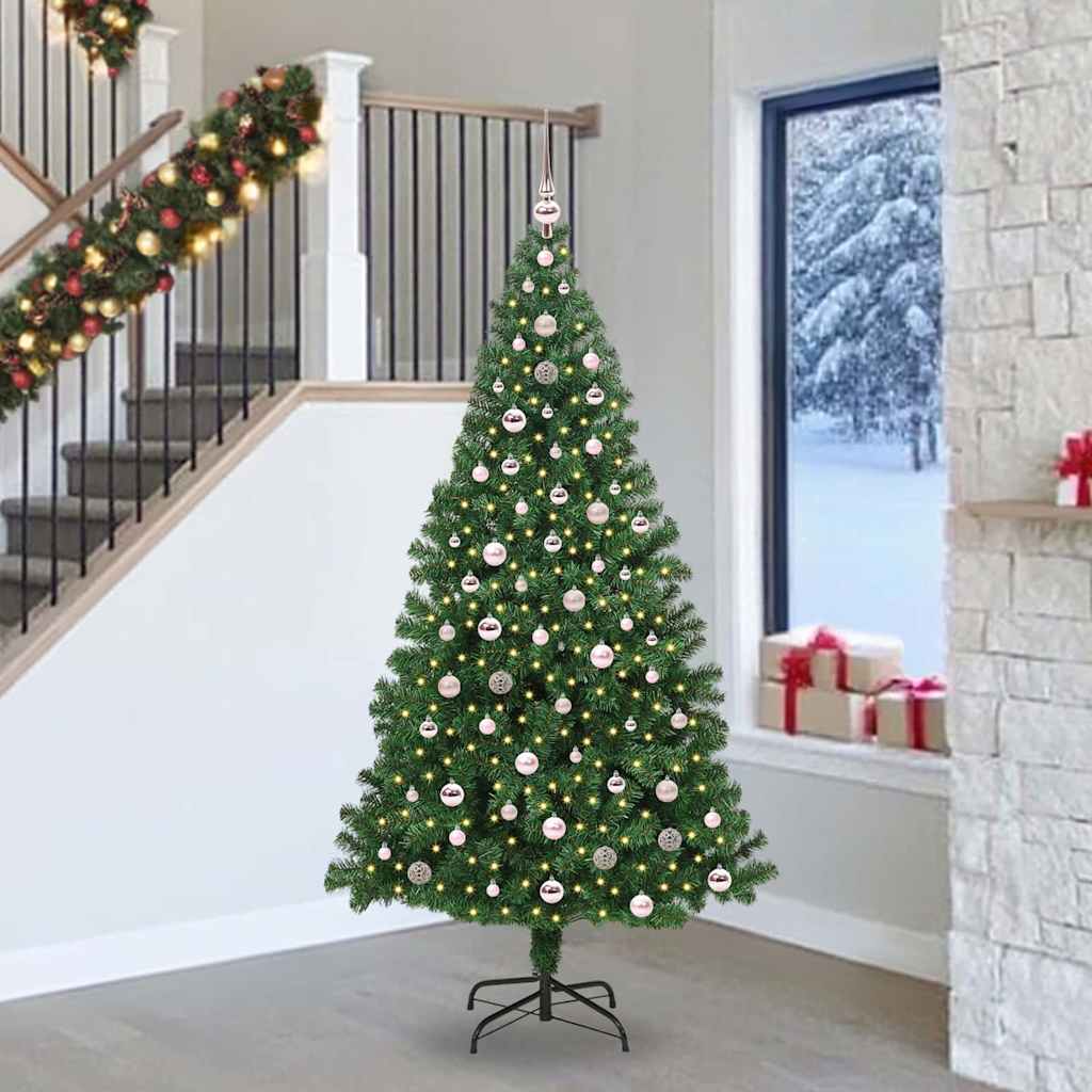 Artificial Christmas Tree with 300 LEDs with Stand Green 240 cm