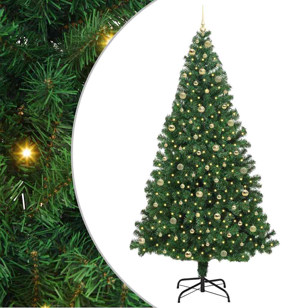 Artificial Christmas Tree with 300 LEDs with Stand Green 240 cm