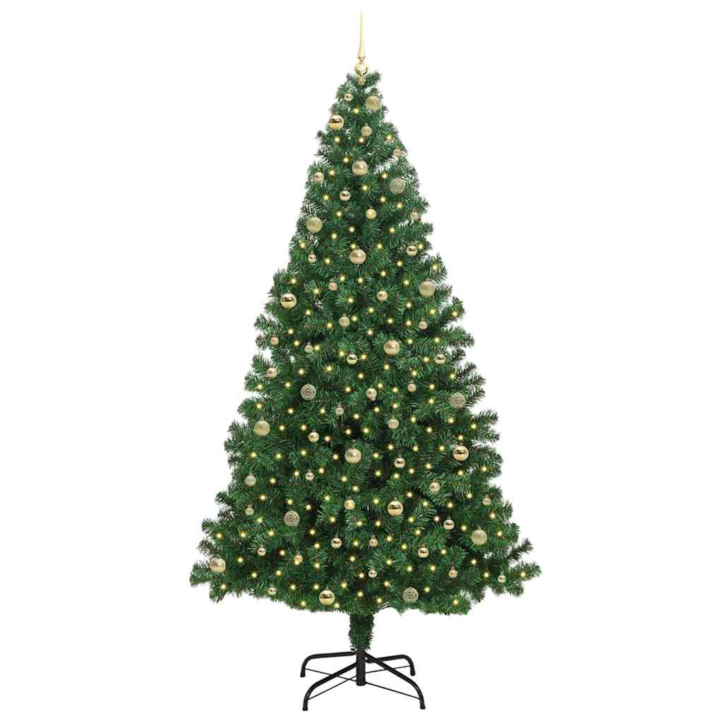 Artificial Christmas Tree with 300 LEDs with Stand Green 240 cm