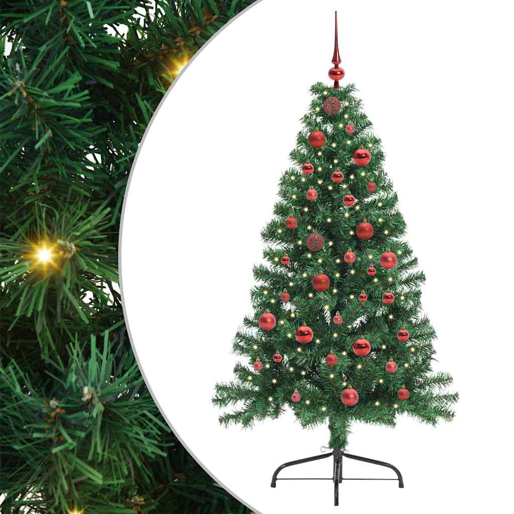 Artificial Pre-lit Christmas Tree Green 150 cm PVC
