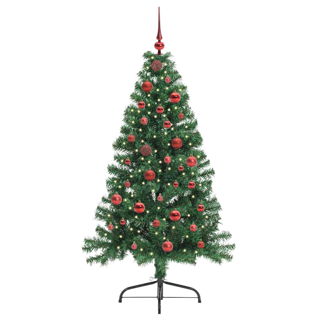 Artificial Pre-lit Christmas Tree Green 150 cm PVC