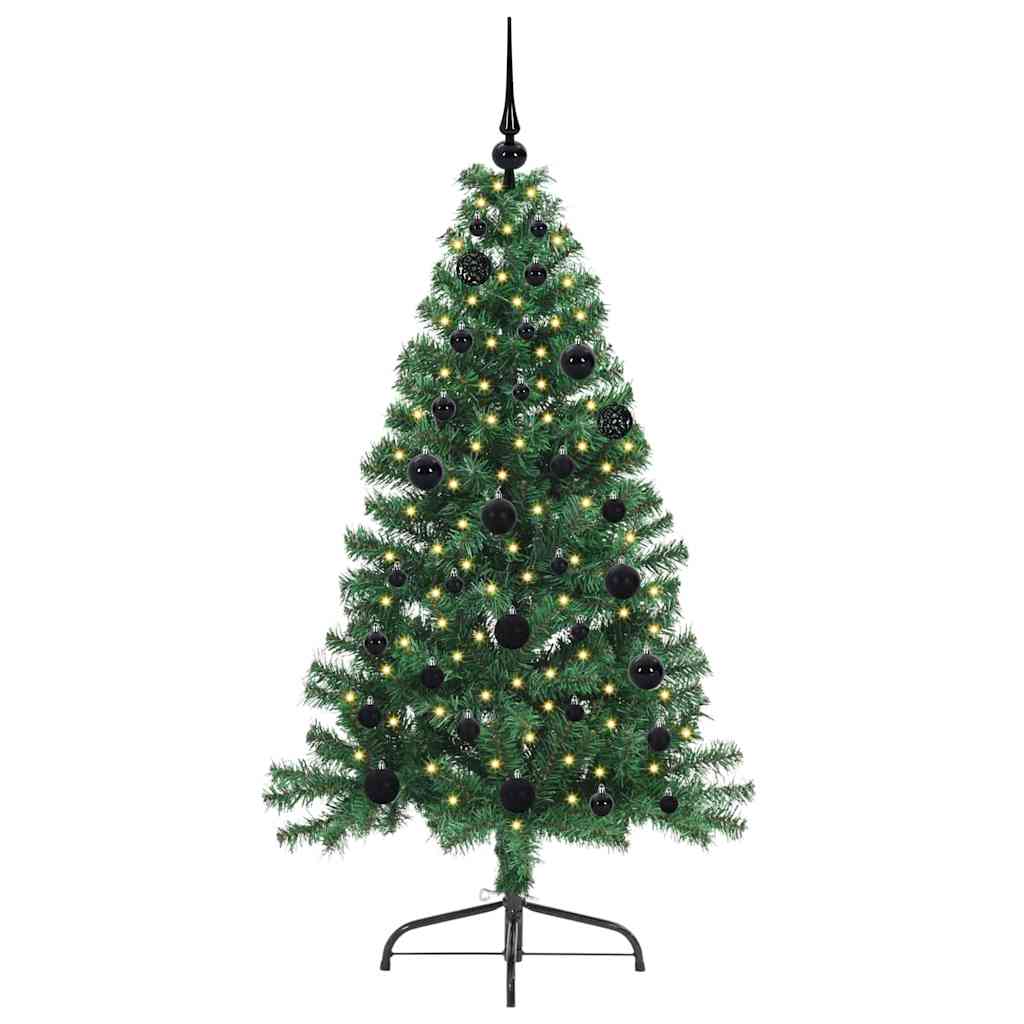 Artificial Pre-lit Christmas Tree Green 150 cm PVC