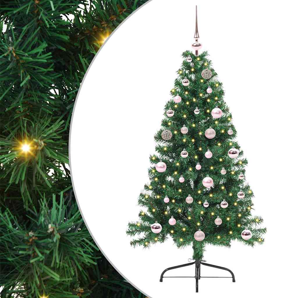 Artificial Pre-lit Christmas Tree Green 150 cm PVC