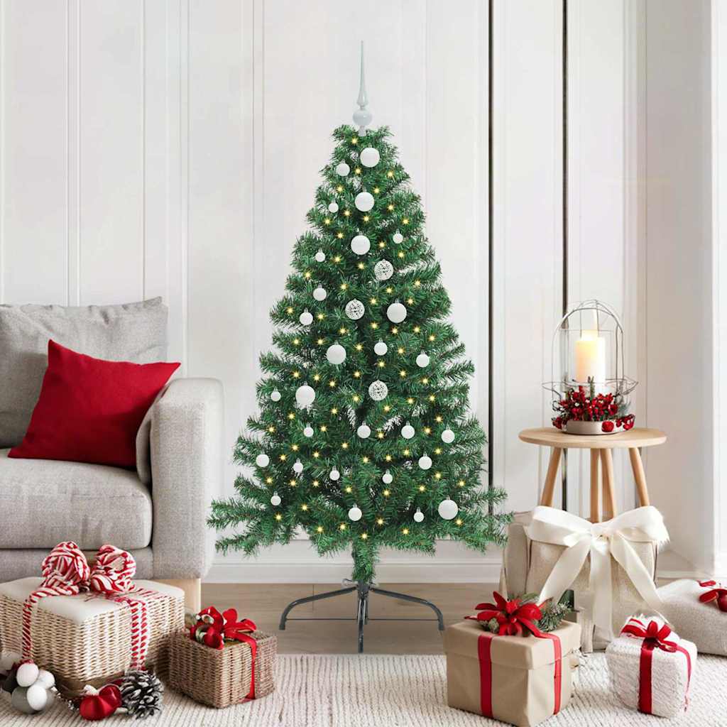 Artificial Pre-lit Christmas Tree Green 150 cm PVC