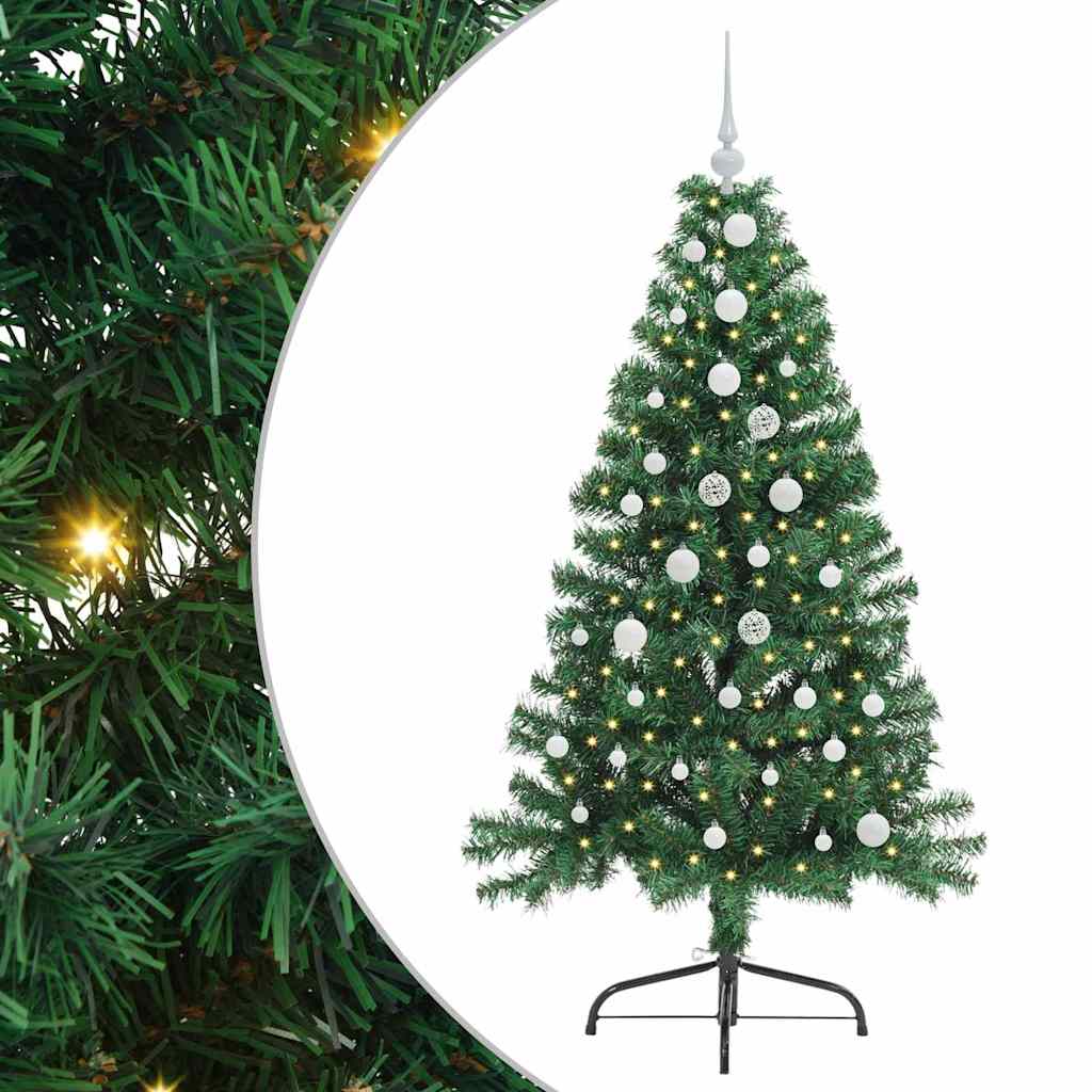 Artificial Pre-lit Christmas Tree Green 150 cm PVC