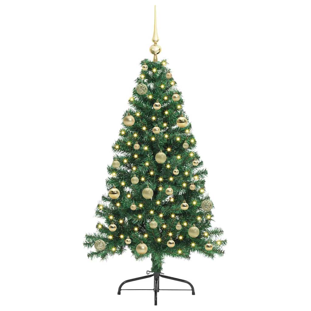 Artificial Pre-lit Christmas Tree Green 150 cm PVC