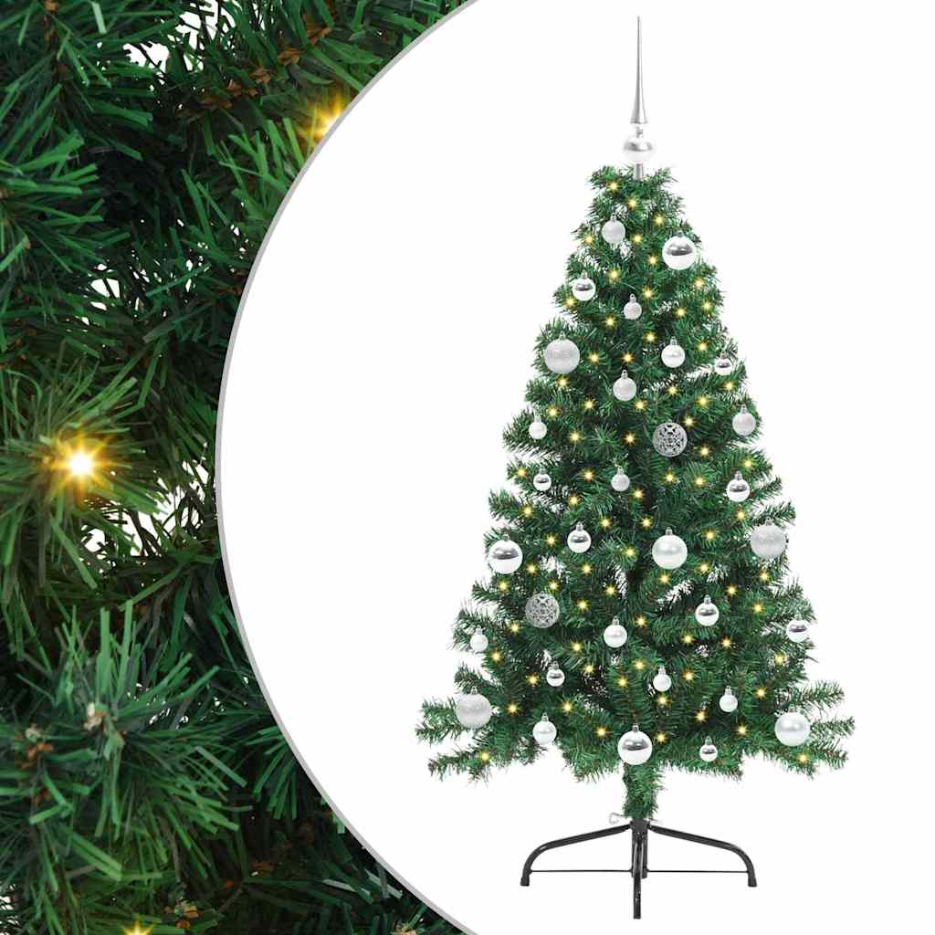 Artificial Pre-lit Christmas Tree Green 150 cm PVC