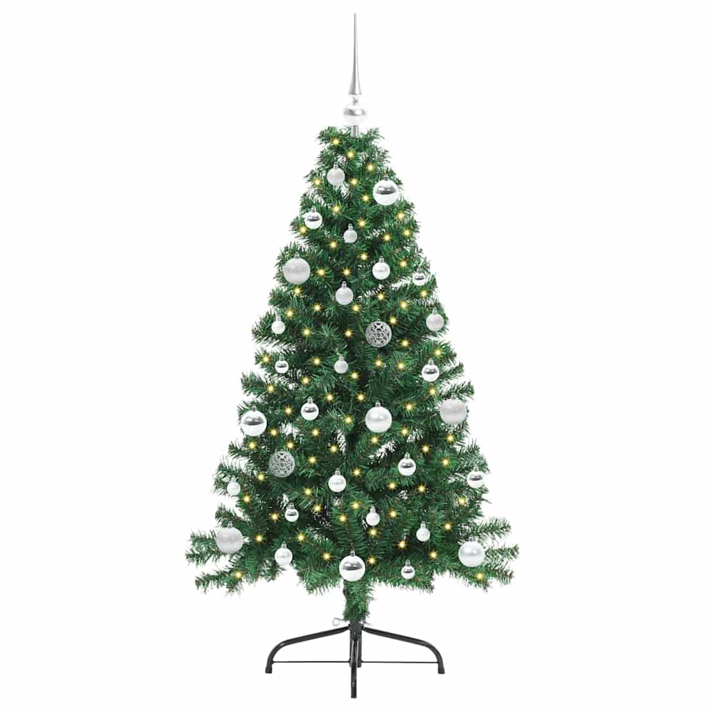 Artificial Pre-lit Christmas Tree Green 150 cm PVC