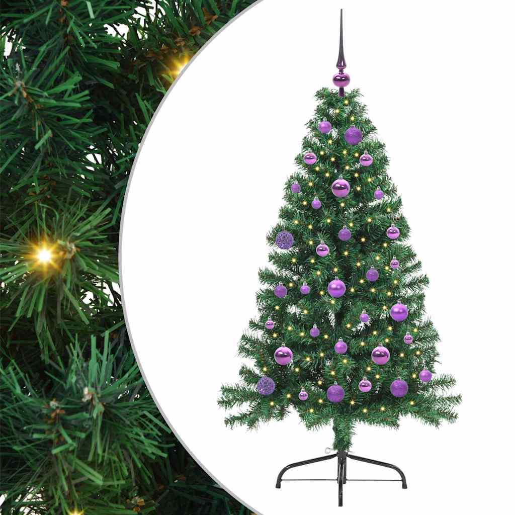 Artificial Pre-lit Christmas Tree Green 150 cm PVC