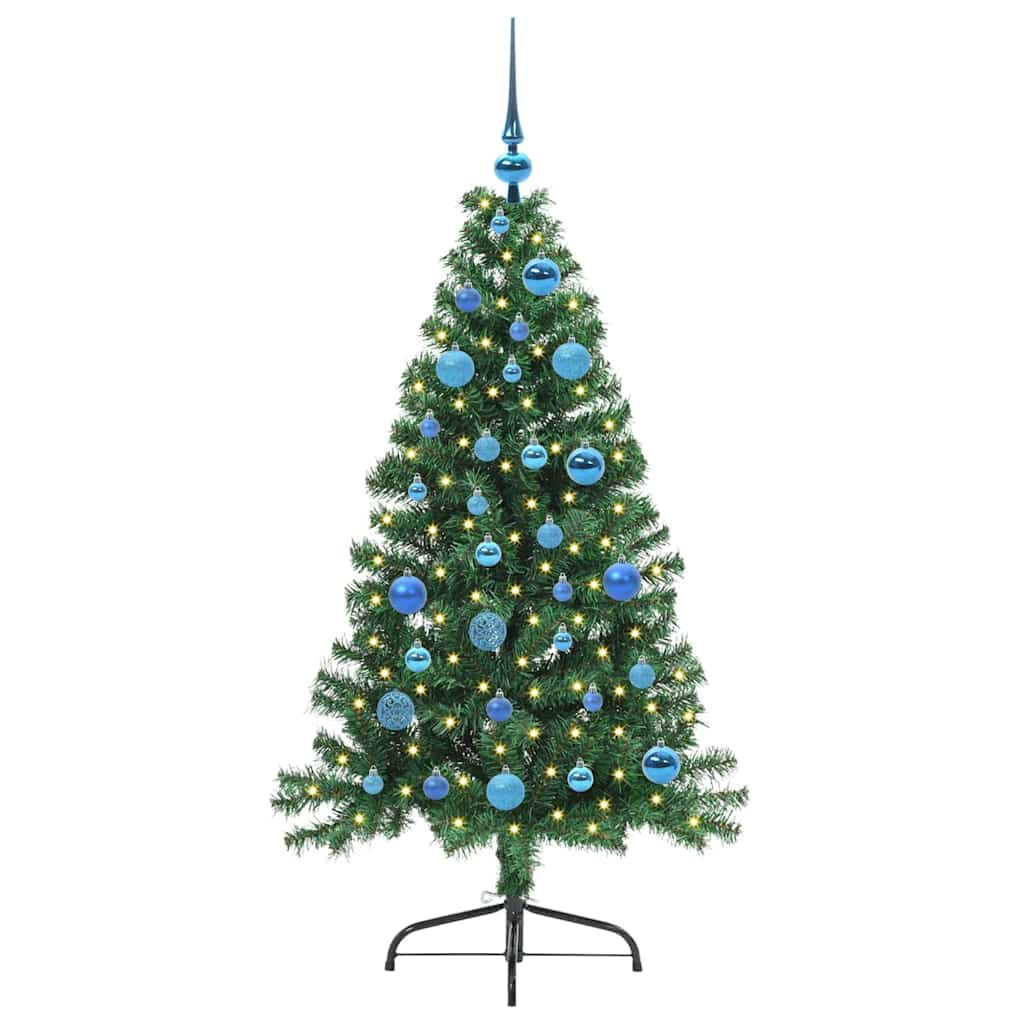 Artificial Pre-lit Christmas Tree Green 150 cm PVC