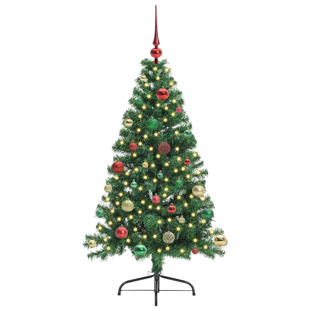 Artificial Pre-lit Christmas Tree Green 150 cm PVC