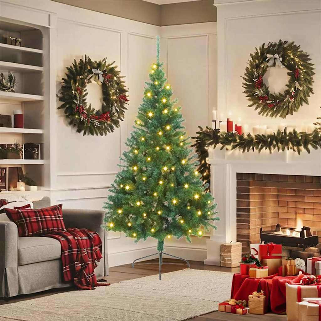 Artificial Pre-lit Christmas Tree Green 180 cm PVC
