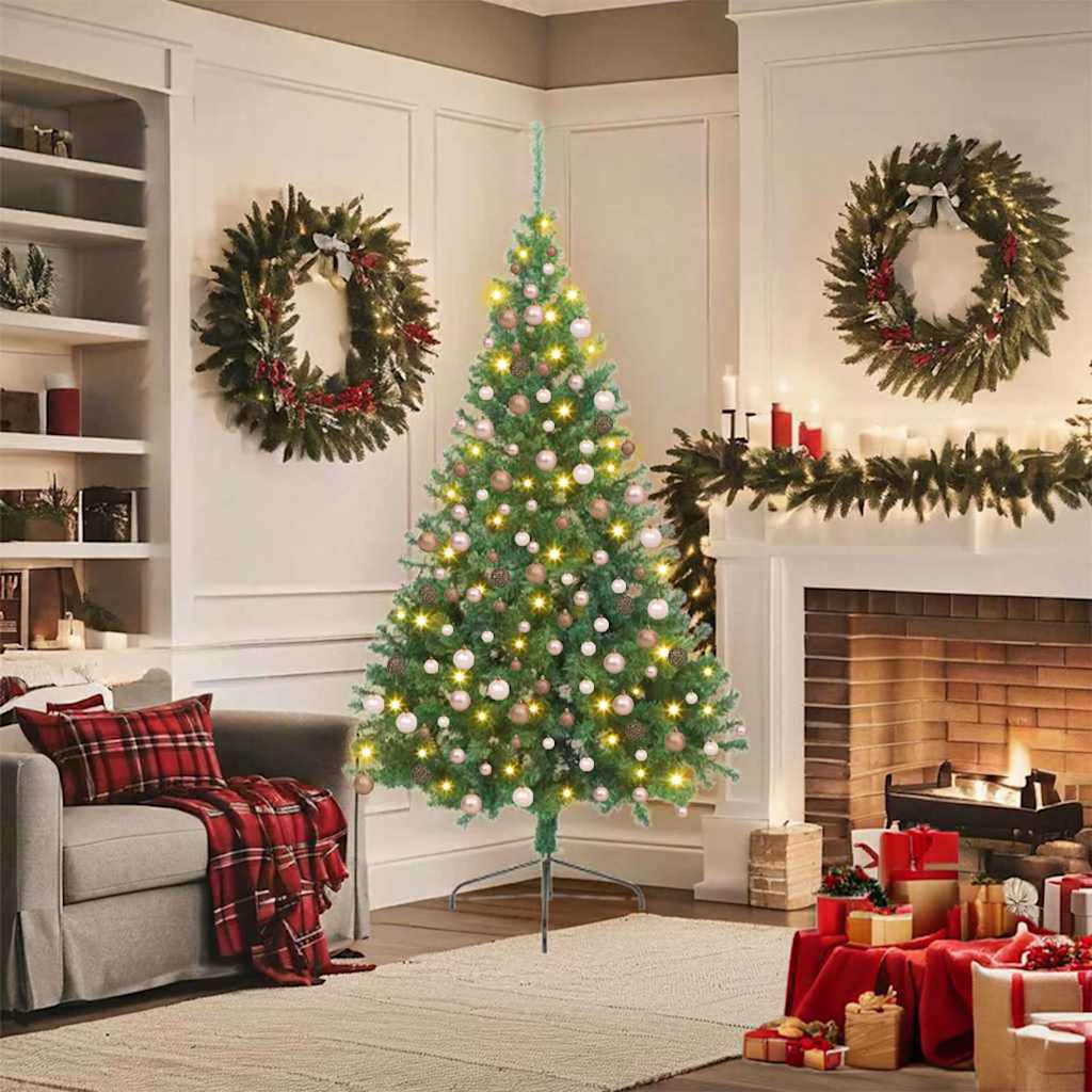 Artificial Pre-lit Christmas Tree Green 180 cm PVC
