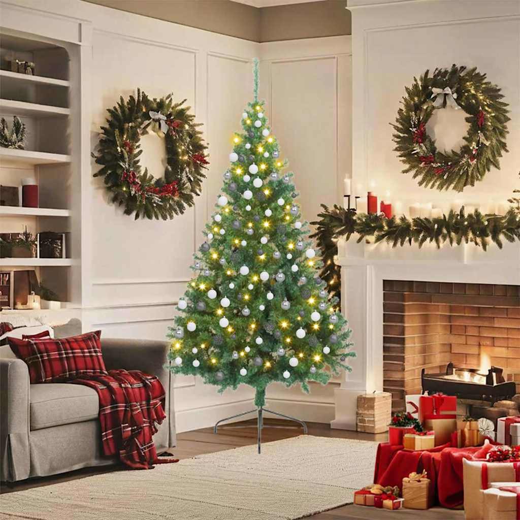 Artificial Pre-lit Christmas Tree Green 180 cm PVC