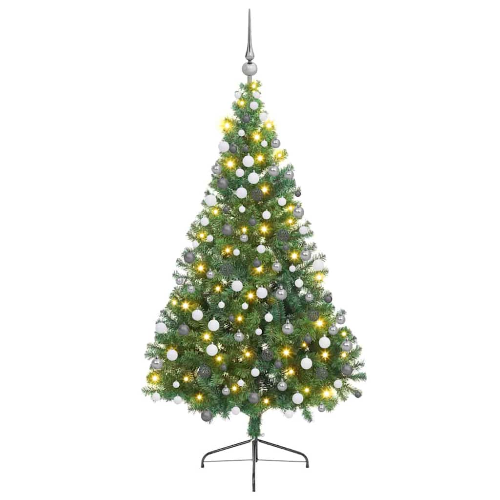 Artificial Pre-lit Christmas Tree Green 180 cm PVC