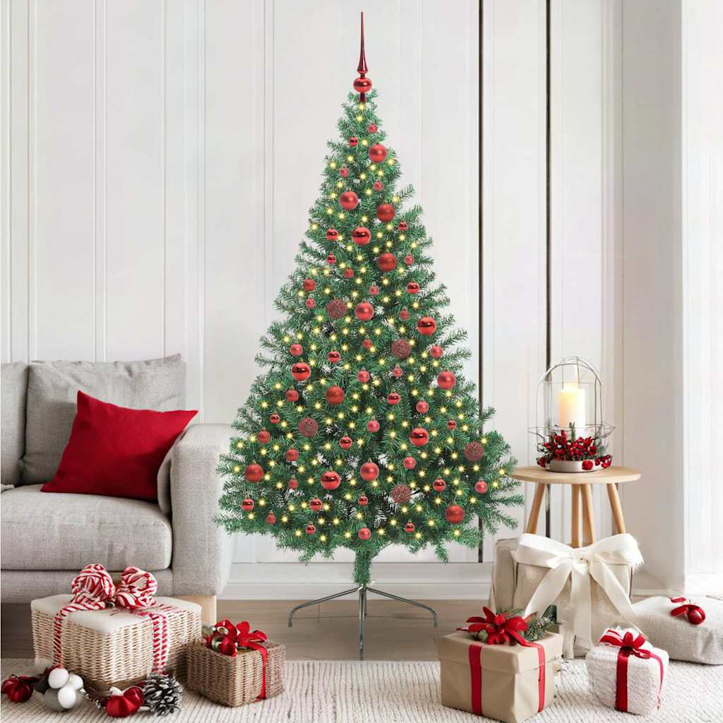 Artificial Pre-lit Christmas Tree Green 180 cm PVC