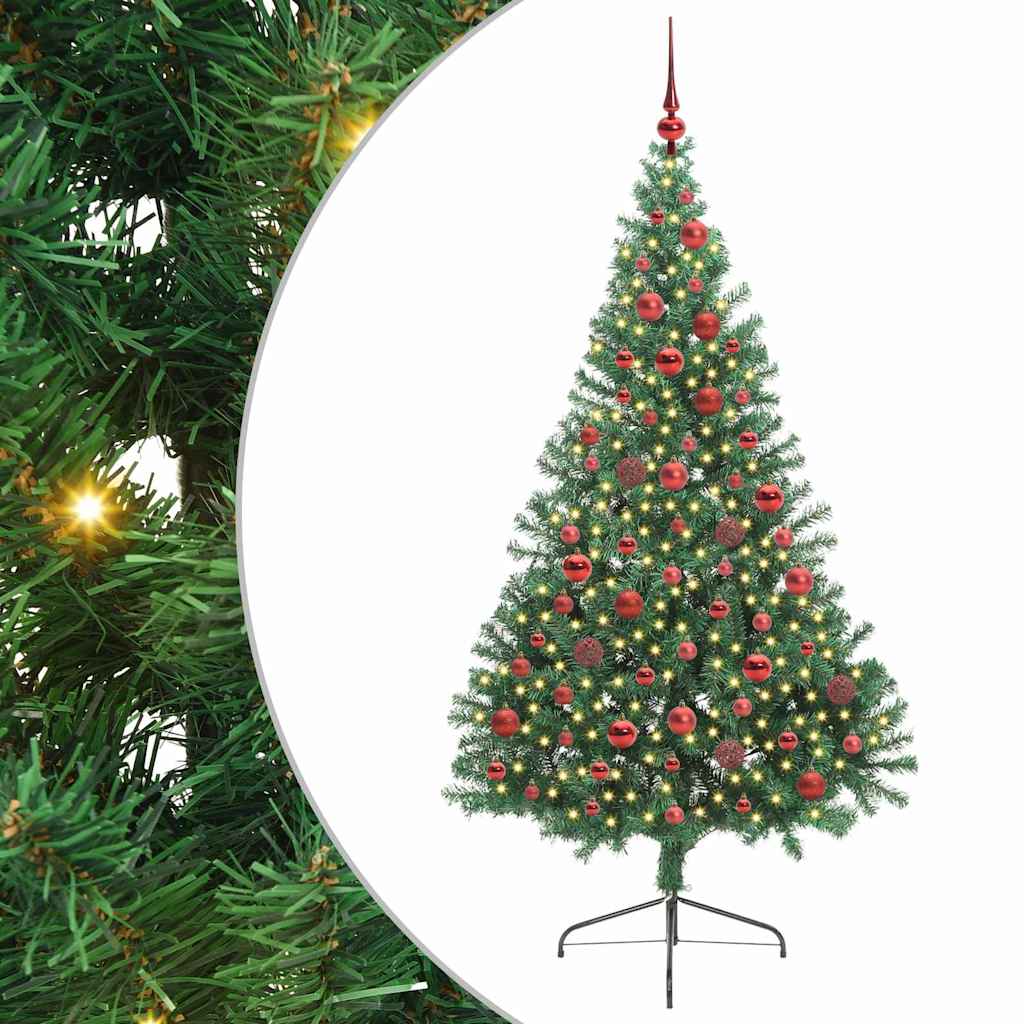 Artificial Pre-lit Christmas Tree Green 180 cm PVC