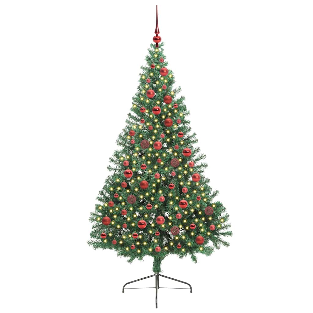 Artificial Pre-lit Christmas Tree Green 180 cm PVC