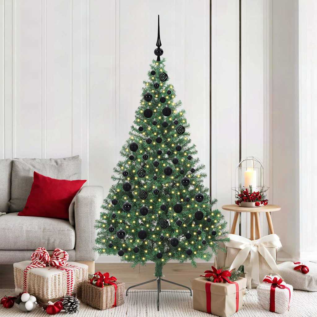 Artificial Pre-lit Christmas Tree Green 180 cm PVC