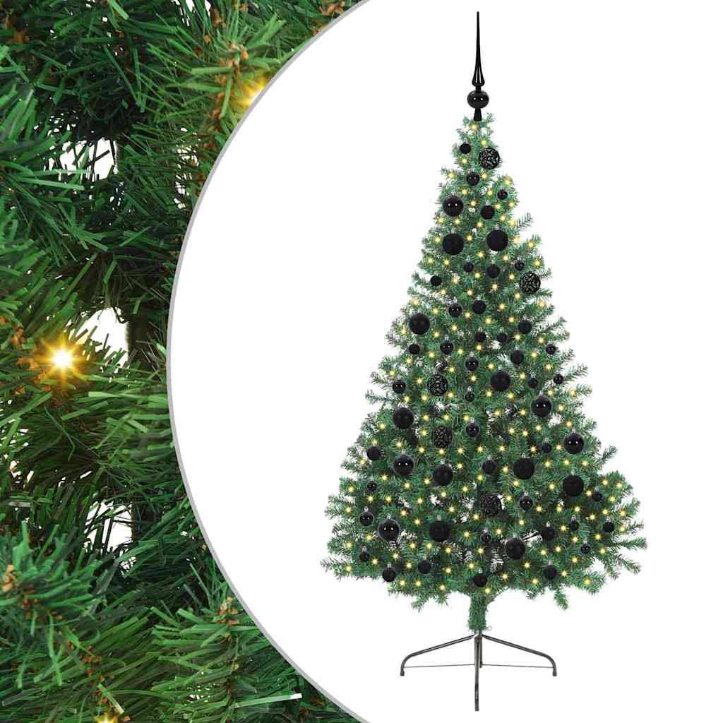 Artificial Pre-lit Christmas Tree Green 180 cm PVC