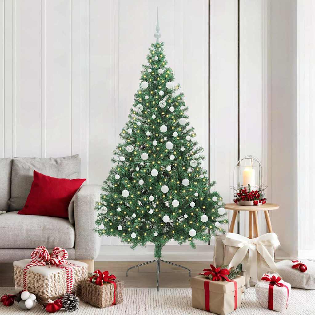Artificial Pre-lit Christmas Tree Green 180 cm PVC