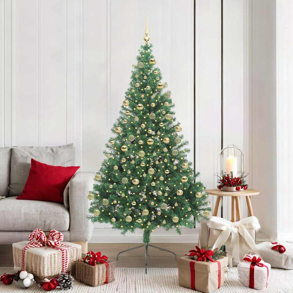 Artificial Pre-lit Christmas Tree Green 180 cm PVC