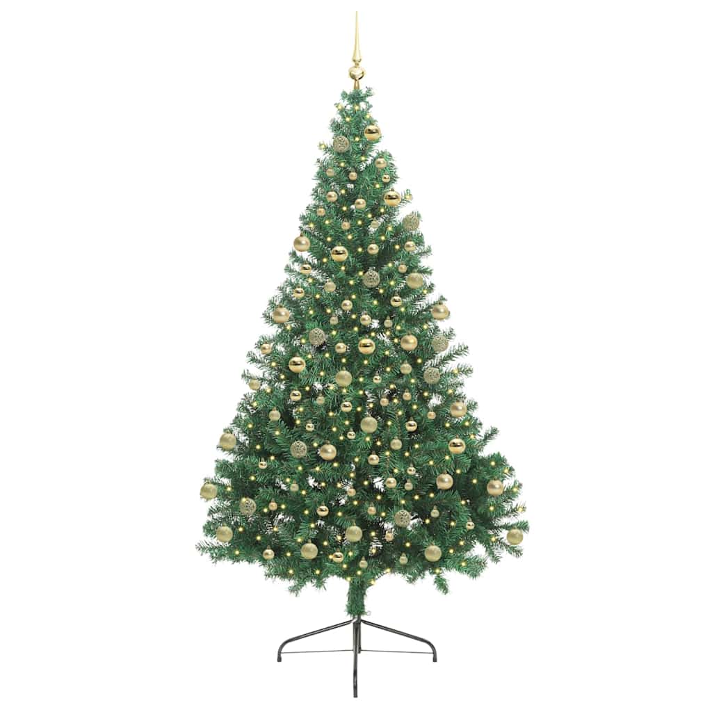Artificial Pre-lit Christmas Tree Green 180 cm PVC