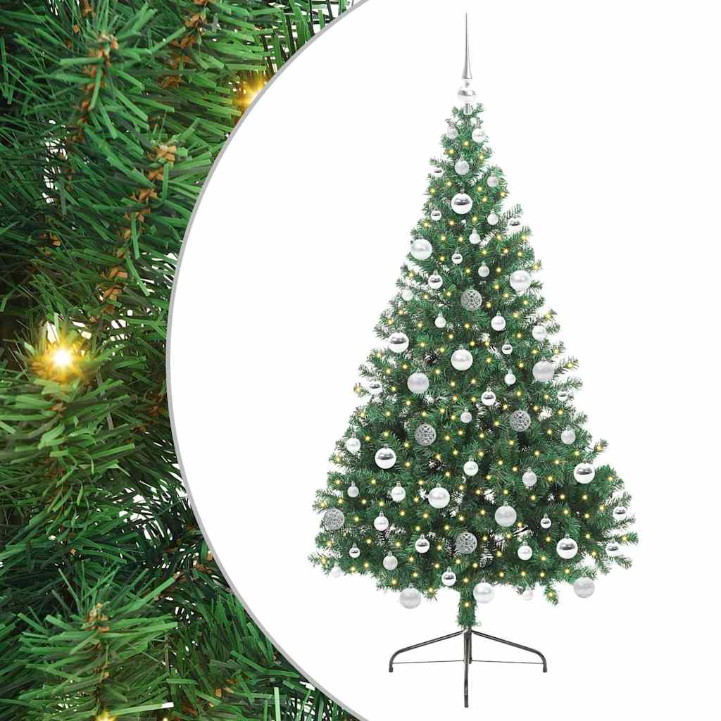 Artificial Pre-lit Christmas Tree Green 180 cm PVC