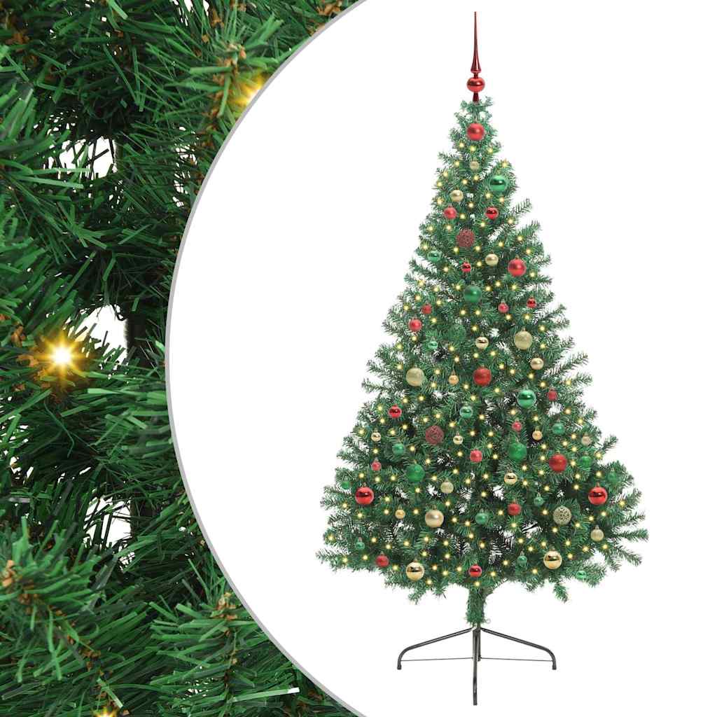 Artificial Pre-lit Christmas Tree Green 180 cm PVC