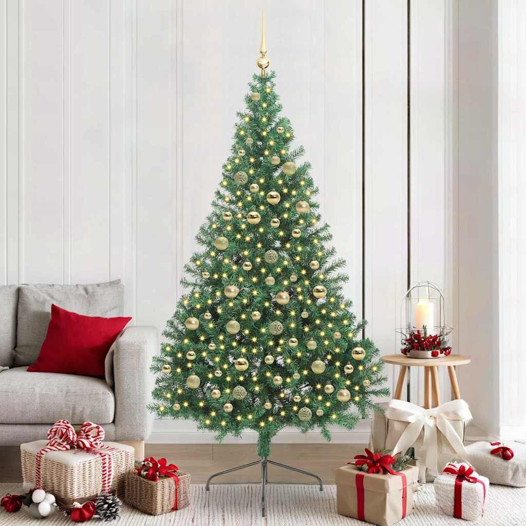 Artificial Pre-lit Christmas Tree Green 210 cm PVC