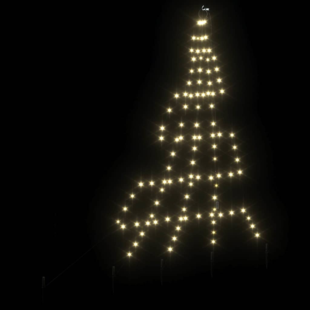 LED Christmas Tree with Ground Spikes Warm White 180 cm Metal