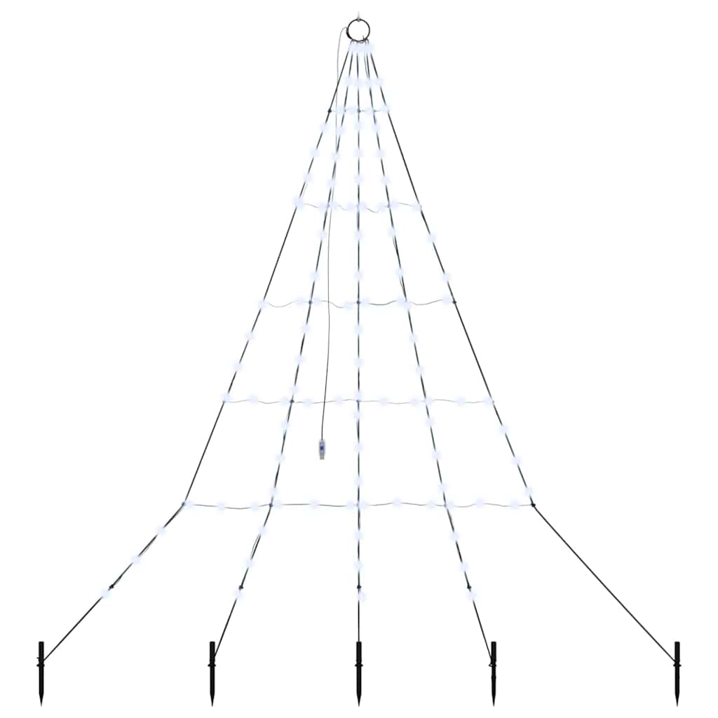 LED Christmas Tree with Ground Spikes Cool White 180 cm Metal