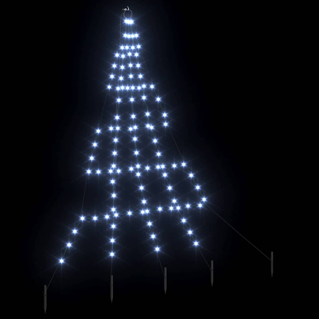 LED Christmas Tree with Ground Spikes Cool White 180 cm Metal