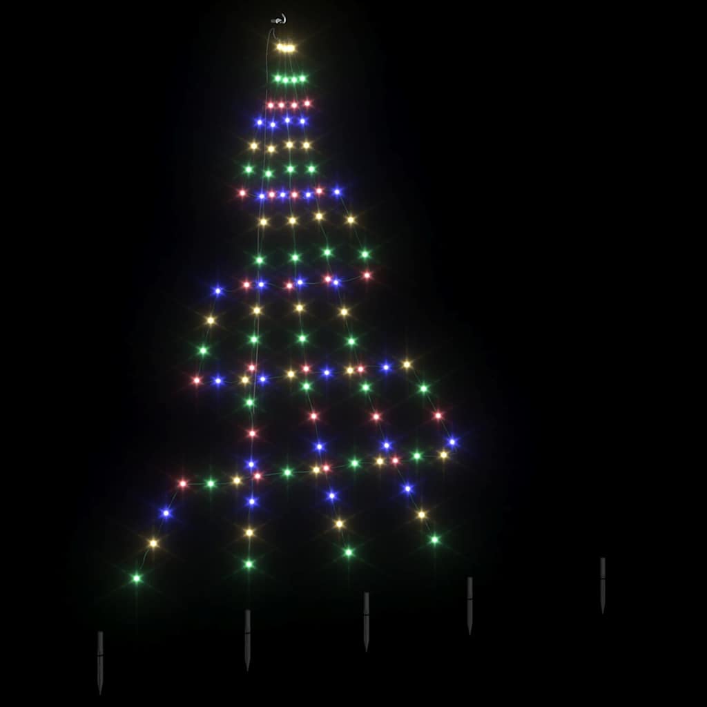 LED Christmas Tree with Ground Spikes Multicolour 180 cm Metal