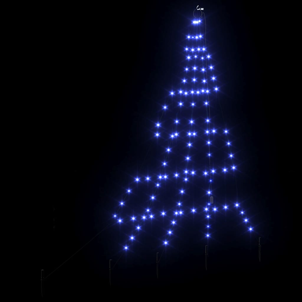LED Christmas Tree with Ground Spikes Blue 180 cm Metal