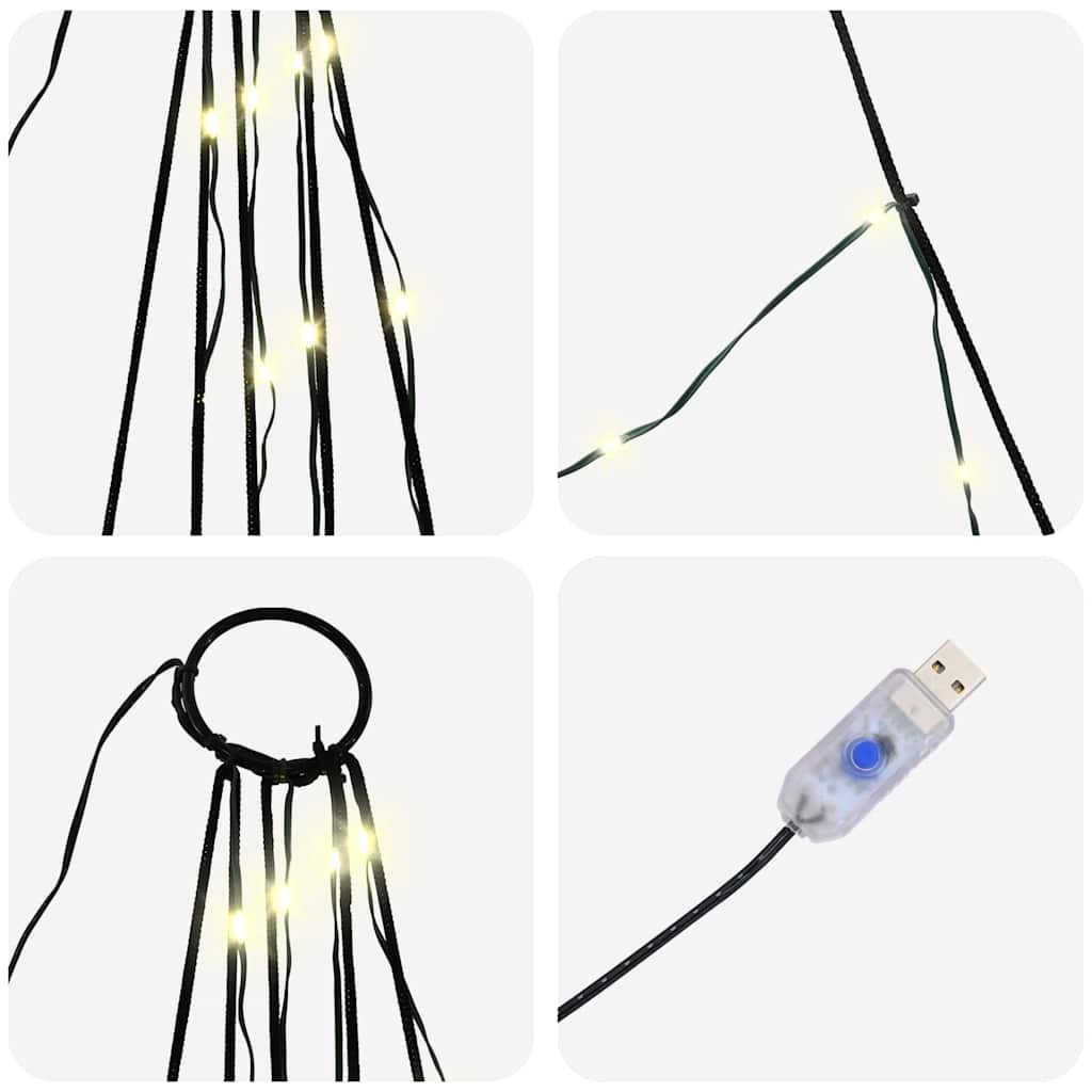 LED Christmas Tree with Ground Spikes Warm White 300 cm Metal