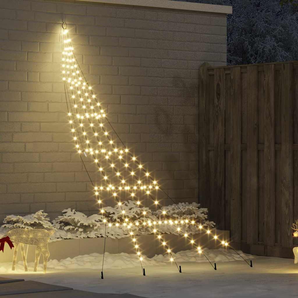 LED Christmas Tree with Ground Spikes Warm White 300 cm Metal